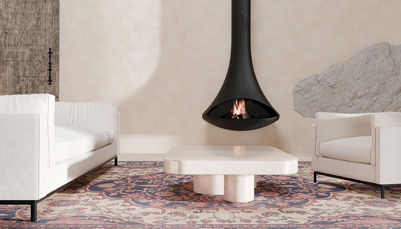 Camino di design da interno Doria frontale