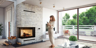 Monoblocco a legna bifacciale angolare Izaro 80 B/N CLI-CLD - Ecodesign 2022